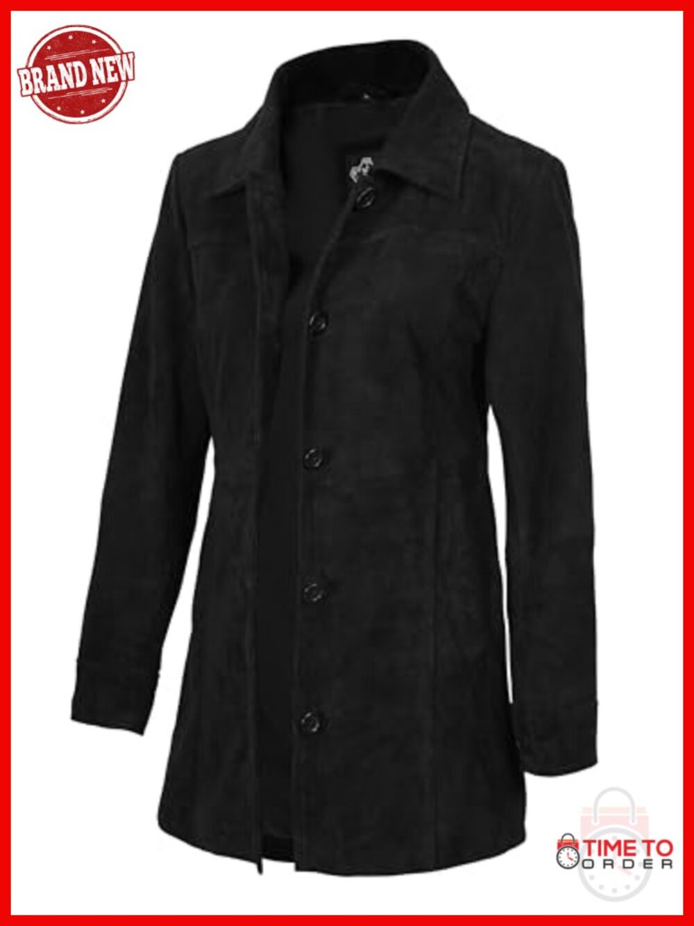 Genuine Lambskin Leather Car Coat Women Long Coat Button Front